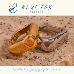 *NEW* 18K  Gold Plated Stainless Steel Abstract Chunky Square Ring (GOLD)